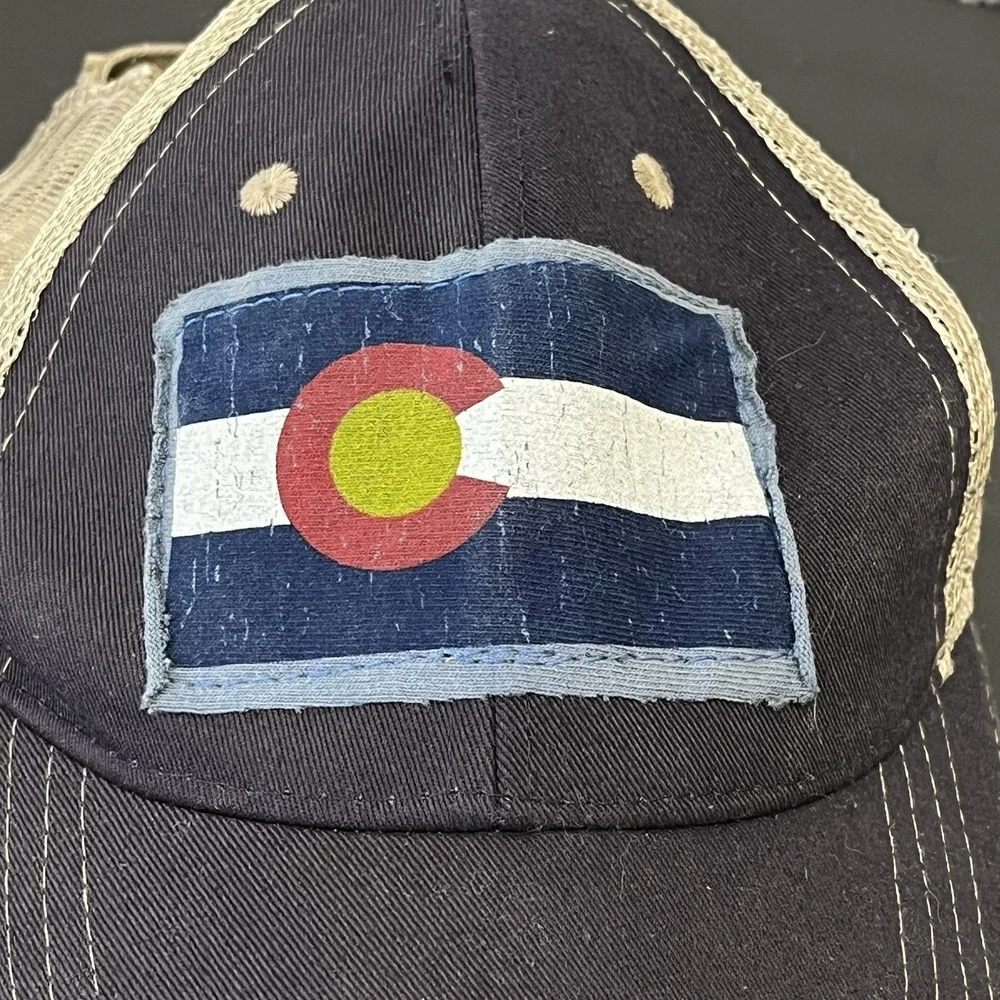Colorado State Trucker Hat Cap Snapback One Size Blue Beige Denim Style Cobra